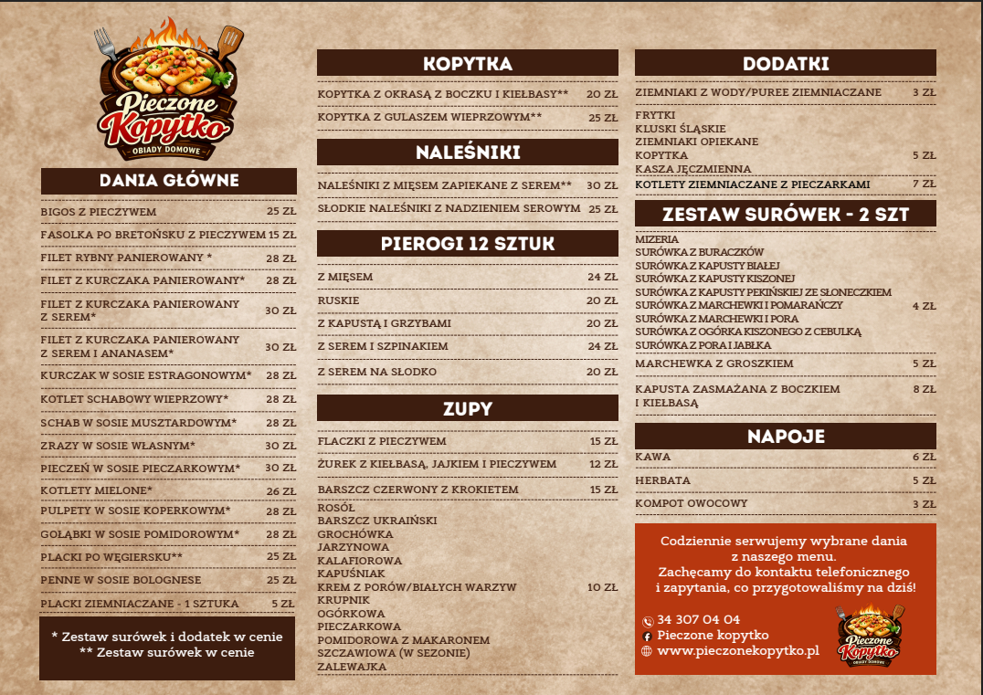 Menu — Pieczone Kopytko
